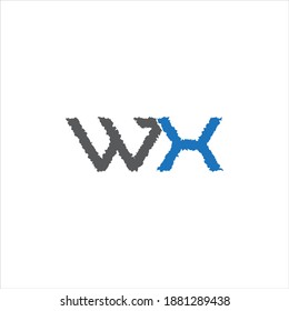 Diseño abstracto del logotipo de letra W X sobre fondo de color blanco. monograma de wx