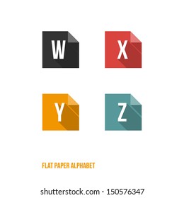 W X Y Z -Flat Design Paper Button Alphabet - Vector Illustration