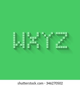 W X Y Z Flat Pixel Alphabet - Modern Simple Typography  with Stipple Dotted Long Shadow Effect - Vector Illustration