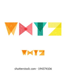 W X Y Z - Grunge Flat Alphabet Set - Vector Illustration
