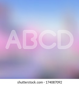 W X Y Z Light Lines Alphabet with Blurred Out of Focus  Background - Vector Illustration