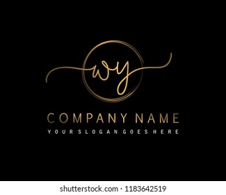 W Y Initial handwriting logo vector