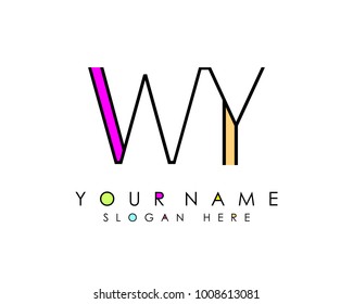 W & Y initial minimalist logo template vector