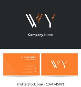 W & Y line logo stroke letter design with business card template