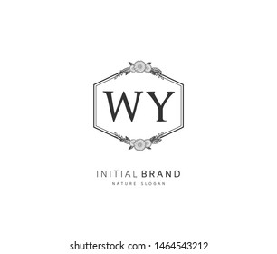 W Y WY Beauty vector initial logo, handwriting logo of initial signature, wedding, fashion, jewerly, boutique, floral and botanical with creative template for any company or business.