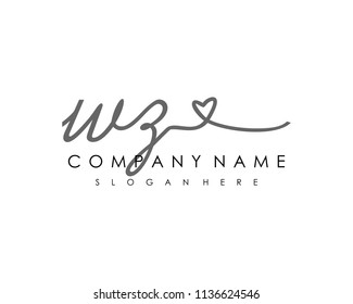 W Z Initial handwriting logo vector
