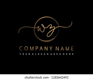 W Z Initial handwriting logo vector