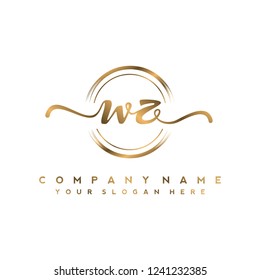 W Z Initial handwriting logo vector