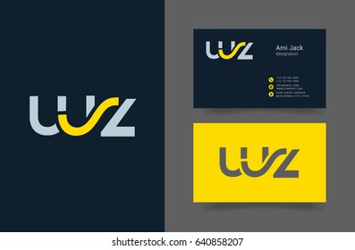 W Z joint letter logo design with business card template