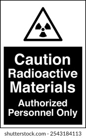 W003 ISO 7010 Registered safety signs Caution Radioactive Materials Authorized Personnel Only Portrait 09