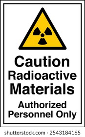 W003 ISO 7010 Registered safety signs Caution Radioactive Materials Authorized Personnel Only Portrait 05