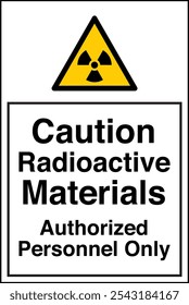 W003 ISO 7010 Registered safety signs Caution Radioactive Materials Authorized Personnel Only Portrait 04