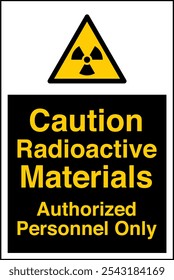 W003 ISO 7010 Registered safety signs Caution Radioactive Materials Authorized Personnel Only Portrait 06