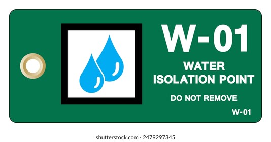 W01 Water Isolation Point Tag Label Symbol Sign, Vector Illustration, Isolate On White Background. EPS10