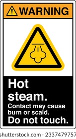 W079 ANSI Z535 Graphical symbols Registered Safety Sign Warning Hot steam Contact may cause burn or scald Do not touch Portrait With Text Black.