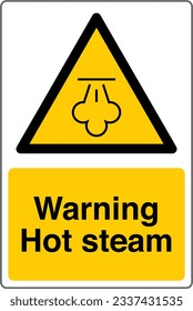W080 ISO 7010 Grafische Symbole Registered Safety Sign Warning Hot Dampf mit Text Portrait.