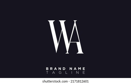 Letras de alfabeto WA Iniciales Logo de monograma AW, W y A