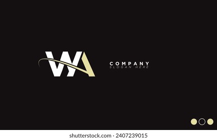 Letras de alfabeto WA Iniciales Logo de monograma AW, W y A