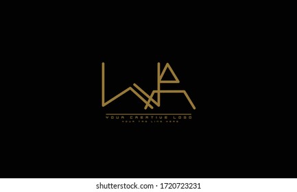 Plantilla monograma abstracto del logotipo del vector de WA AW