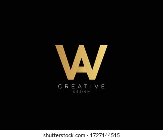 WA AW Logo Design , Creative Minimalist Letter WA AW Logo Design
