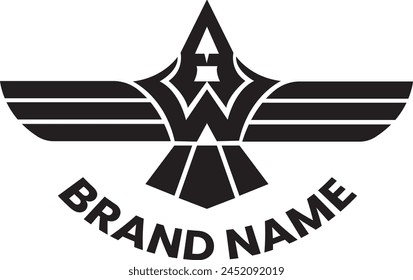 WA, AW Monogramm und Flügel Logo Design
