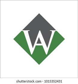 WA AND AW rhombus initial typography typeface logotype alphabet font image vector icon