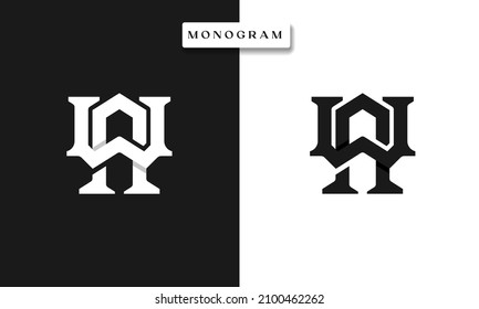 WA AW W A Monogram Logo Template Vector Illustration Isolated in Black White Background