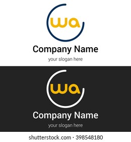 WA business logo icon design template elements. Vector color sign.