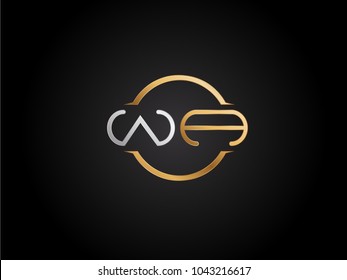WA circle Shape Letter logo Design in silver gold color
