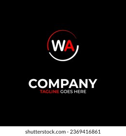 WA creative modern letters logo design template