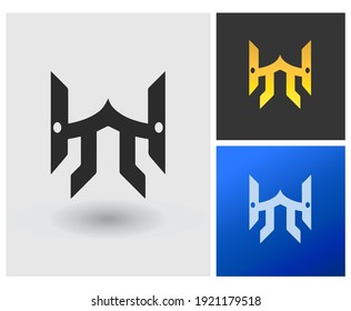 WA HA initial based Logo Design in Gradient Colors. Creative Modern company logo. Building construction shape with Letters Vector Icon Hotel Door Logo idea Illustration.