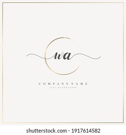 WA Initial Letter handwriting logo hand drawn template vector, logo for beauty, cosmetics, wedding, fashion and business
