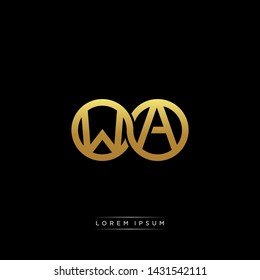 WA initial letter linked circle capital monogram logo modern template