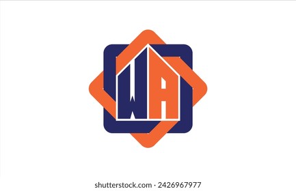 WA initial letter real estate builders logo design vector. construction ,housing, home marker, property, building, apartment, flat, compartment, business, corporate, house rent, rental, commercial