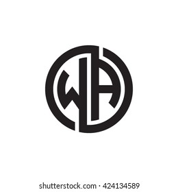 WA initial letters looping linked circle monogram logo