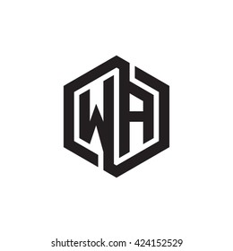 WA initial letters looping linked hexagon monogram logo