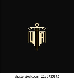 WA initial monogram for lawyers logo with pillar design ideas