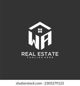 logotipo de monograma inicial para bienes raíces con forma de polígono diseño creativo