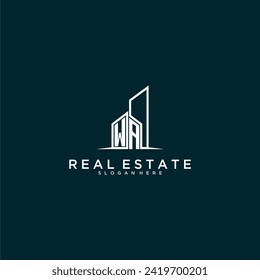 WA initial monogram logo real estate with building style design vector