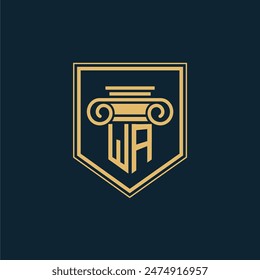 WA Initials Law Firm Logo Lawyer logo with creative law element