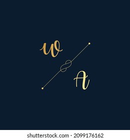 WA Initials letter alphabet watercolor logo branding set collection, Feminine logotype template in elegant artistic style. Feminine luxury logo design template.