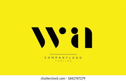 Diseño del logotipo del alfabeto de texto en letra monográfica de las iniciales de WA