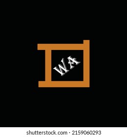 WA letter logo design with black background.