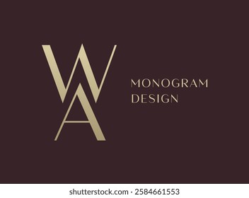 WA letter logo icon design. Classic style luxury initials monogram.