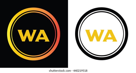 WA letters icon design template elements in abstract background logo, design identity in circle, alphabet letter