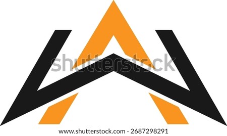 WA logo design. AW logo design. Creative AW logo design. Minimalist or Simple logo design orange color icon vectors.