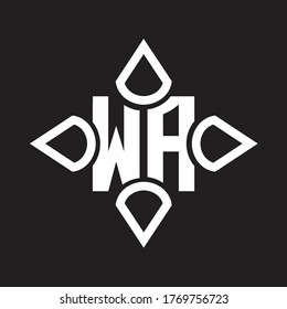 Monograma del logotipo WA con cuatro cono redondeado por la plantilla de diseño de forma
