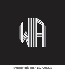 WA Logo monogram with outline style linked isolated on black background