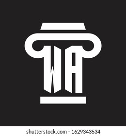 WA Logo monogram with pillar style design template