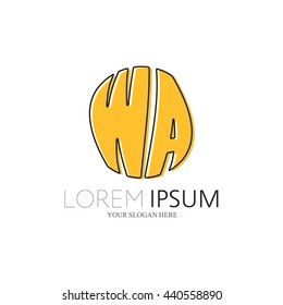 WA Logo. Vector Graphic Sphere Branding Letter Element. White Background